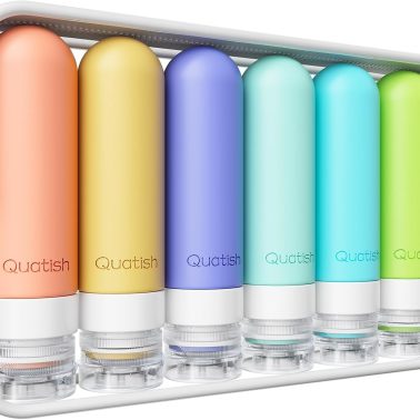 Quatish Travel Bottles for Toiletries 6 Pack, Original Patented Leakproof 3 oz Tsa Approved Travel Size Containers, BPA Free Silicone Shampoo and Conditioner Bottles, Camping Essentials